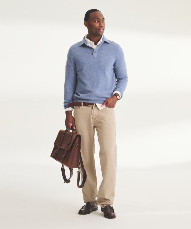 Signature Cashmere Long Sleeve Polo - Image 7