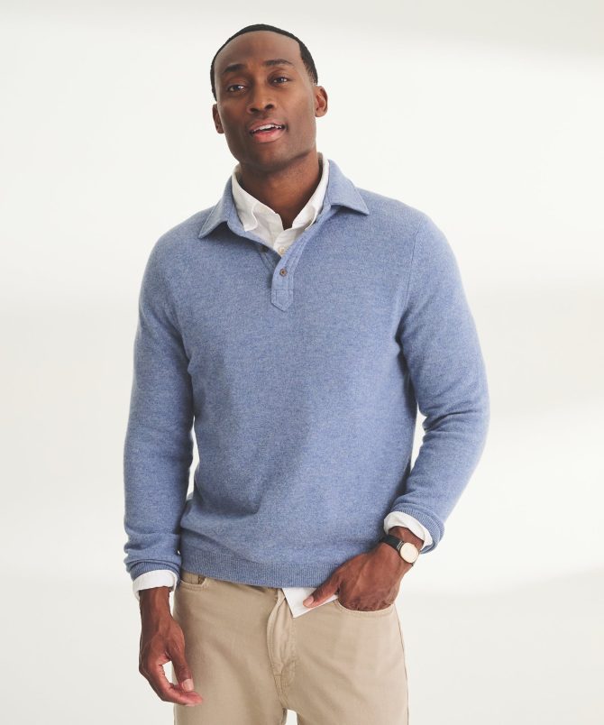 Signature Cashmere Long Sleeve Polo - Image 3