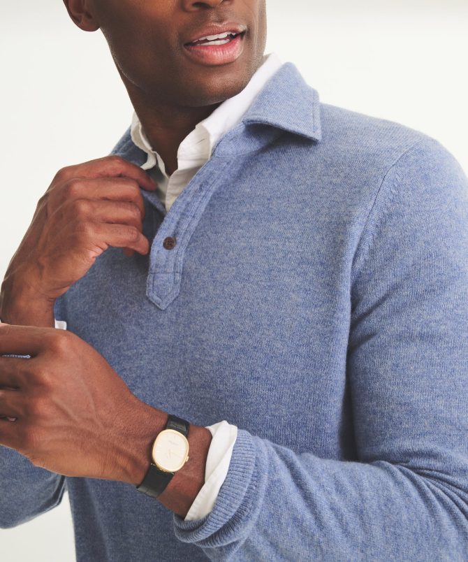Signature Cashmere Long Sleeve Polo - Image 9