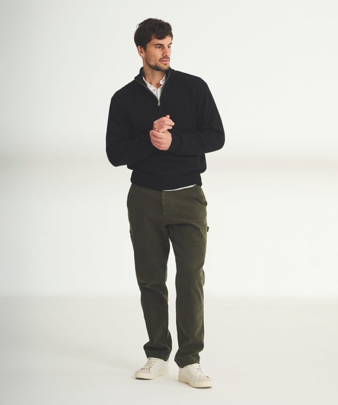 Cotton Relaxed Quarter Zip Sweater - Image 4