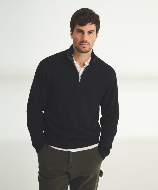 Cotton Relaxed Quarter Zip Sweater - Image 2
