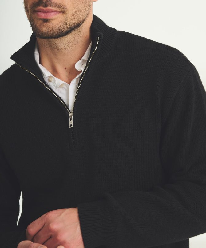 Cotton Relaxed Quarter Zip Sweater - Image 3