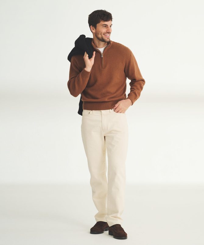 Cotton Relaxed Quarter Zip Sweater - Image 13