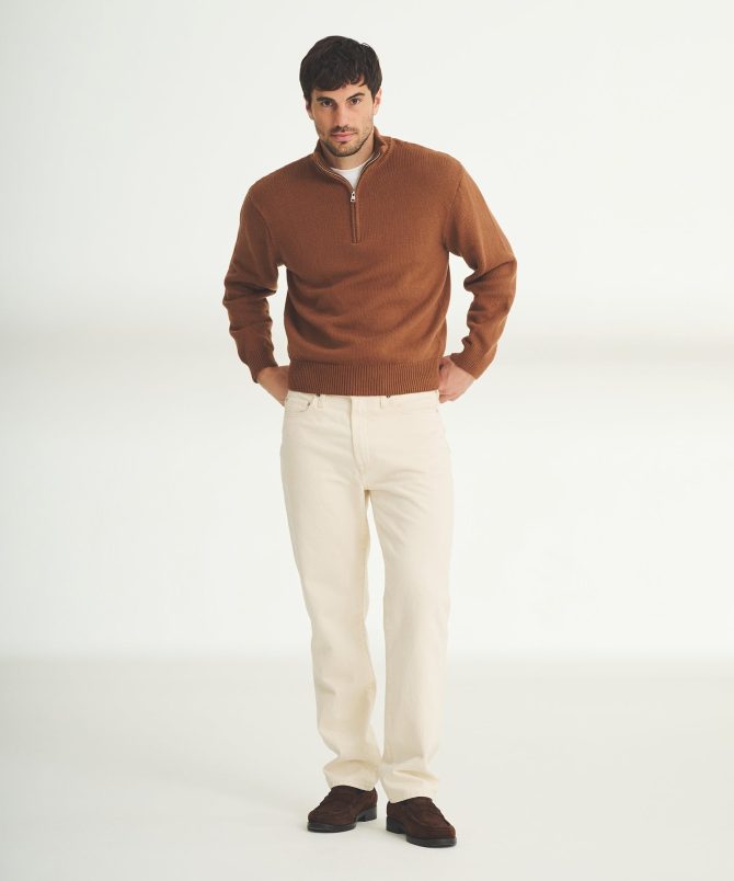 Cotton Relaxed Quarter Zip Sweater - Image 14