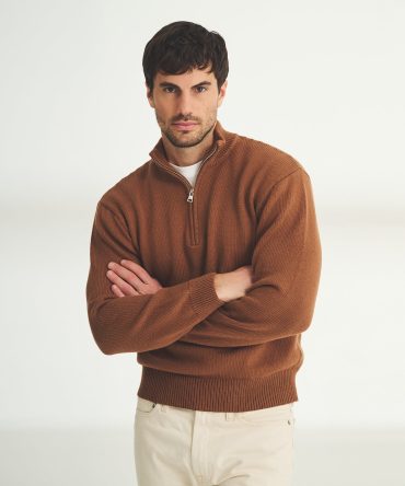 Cotton Relaxed Quarter Zip Sweater
