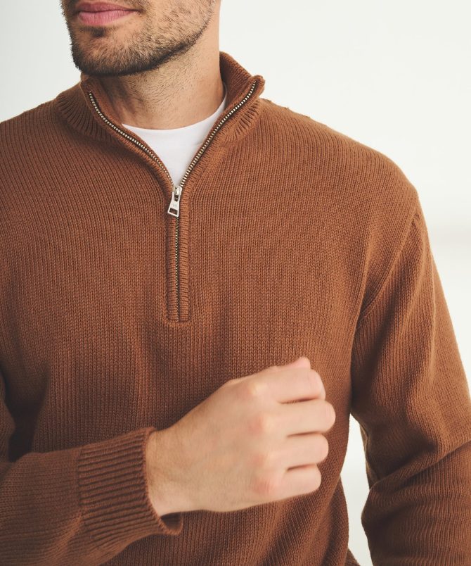 Cotton Relaxed Quarter Zip Sweater - Image 12