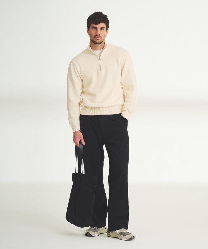 Cotton Relaxed Quarter Zip Sweater - Image 9