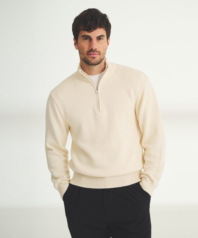 Cotton Relaxed Quarter Zip Sweater - Image 6