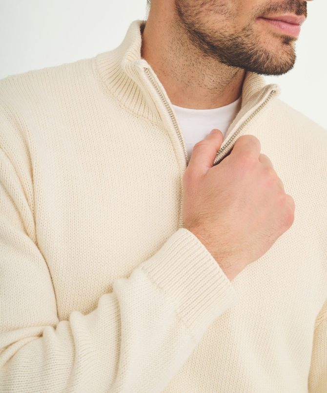 Cotton Relaxed Quarter Zip Sweater - Image 8