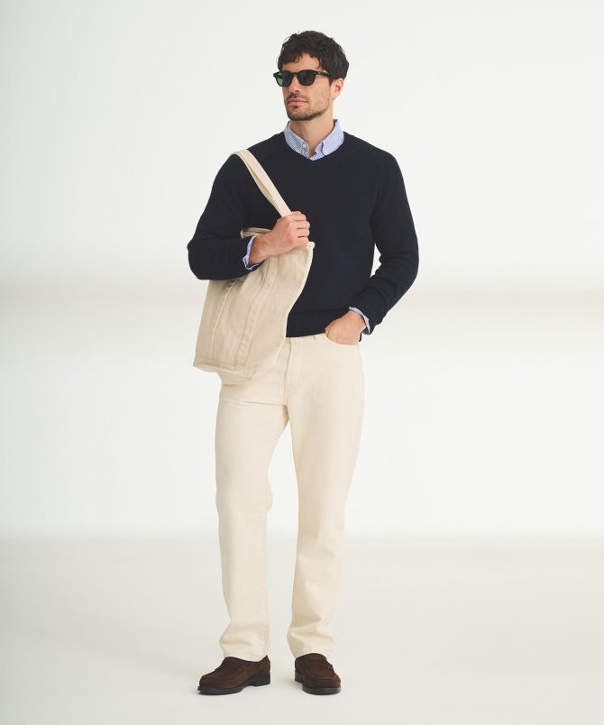 Cotton Relaxed V-Neck Sweater - Image 3