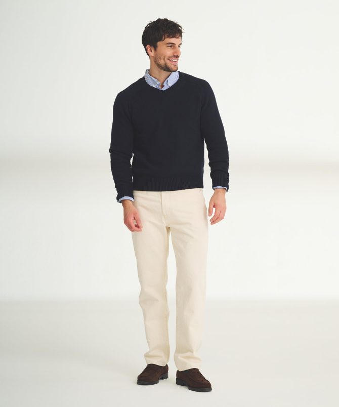 Cotton Relaxed V-Neck Sweater - Image 5