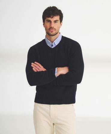 Cotton Relaxed V-Neck Sweater