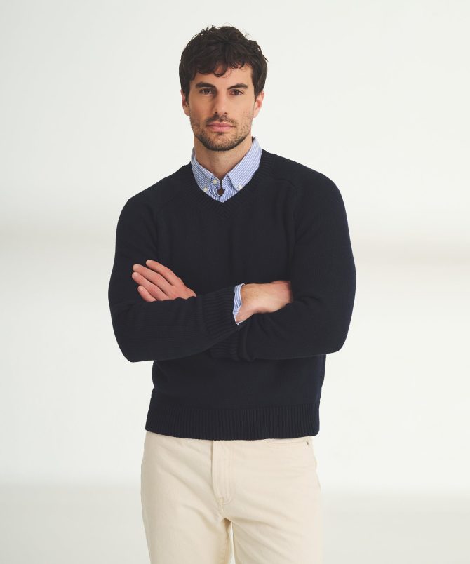 Cotton Relaxed V-Neck Sweater