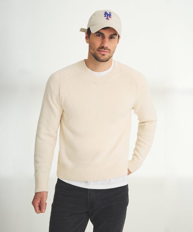 Cotton Relaxed V-Neck Sweater - Image 2