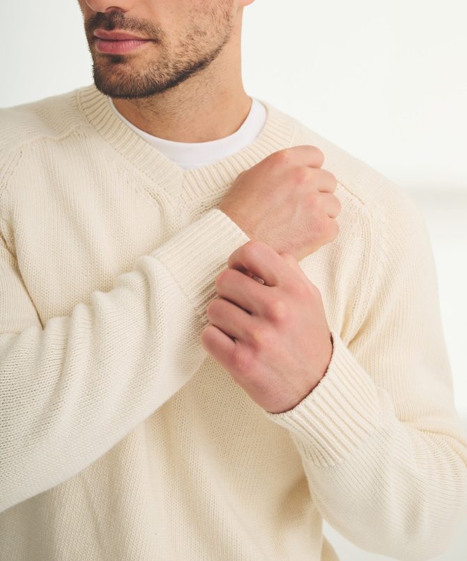 Cotton Relaxed V-Neck Sweater - Image 9