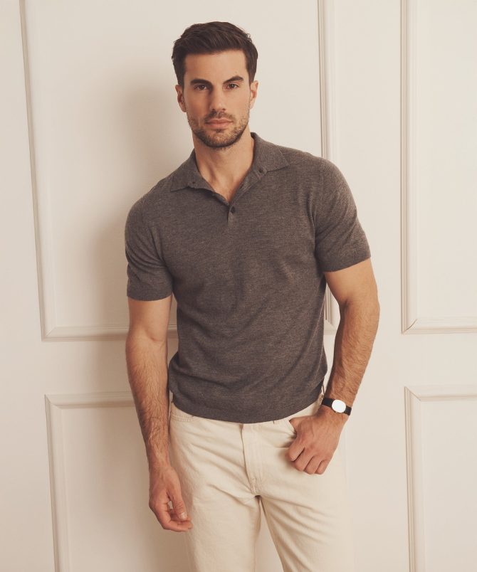 Super Fine Cashmere Short Sleeve Polo - Image 3