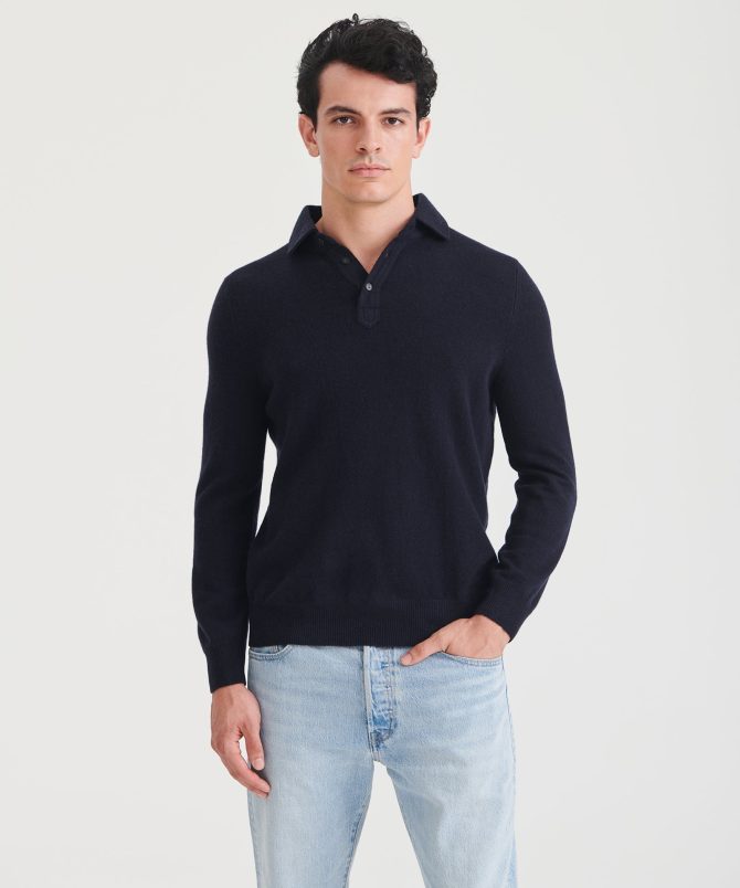 Signature Cashmere Long Sleeve Polo - Image 4
