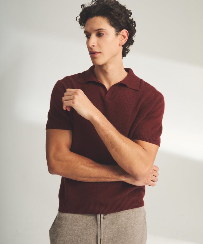 Lightweight Cashmere Short Sleeve Polo - Image 10