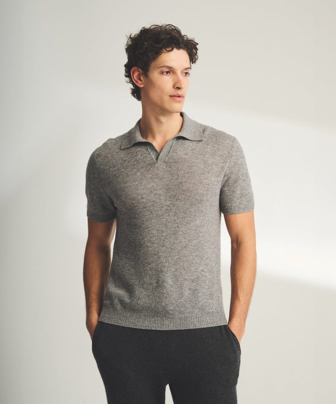 Lightweight Cashmere Short Sleeve Polo - Image 4