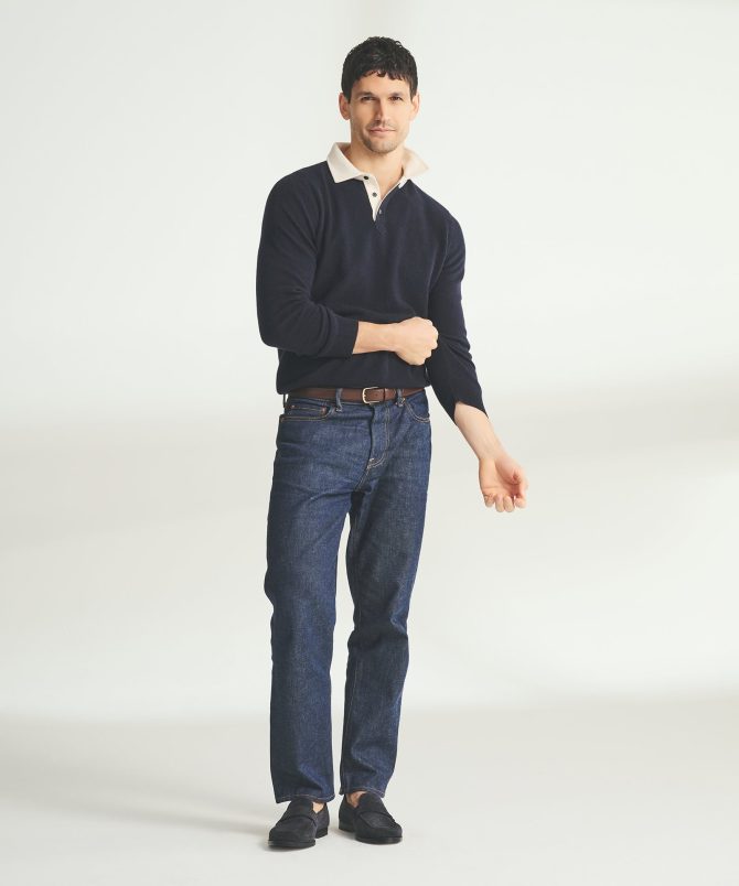 Signature Cashmere Long Sleeve Polo with Contrast Collar - Image 10