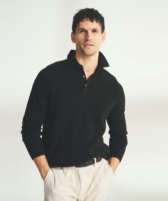 Signature Cashmere Long Sleeve Polo - Image 11